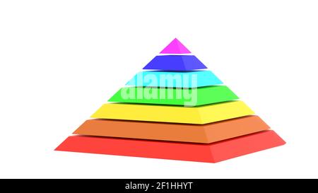 Pyramid square chart rainbow color 3d illustration Stock Photo