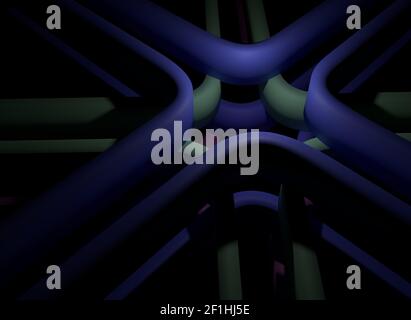 Abstract curly lines pipes, 3d illustration Stock Photo