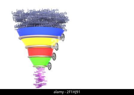 Business infographics with stages of a Sales Funnel 3d illustration Stock Photo