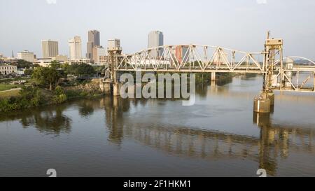 The Arkansas River Flows by Waterfront of Little Rock the State Capitol Stock Photo