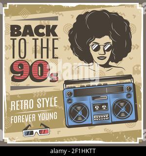BOLD looking back 90s ポスター vintage-90s-style-poster-with-