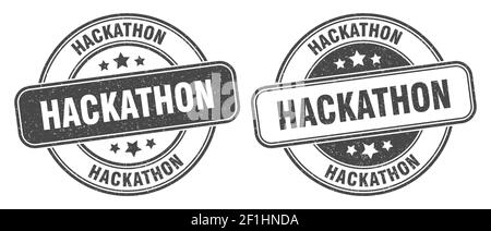 hackathon stamp. hackathon sign. round grunge label Stock Vector