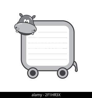 cute hippo message card Stock Vector