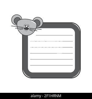 Cute note paper with mouse family cartoon. Vector illustration template design. Stock Vector
