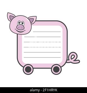 Kids notebook page template vector cards, notes, stickers, labels, tags  paper sheet illustration. Stock Vector