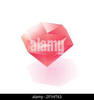 Glittering isometric light diamond icon in red color on white background isolated vector illustration Stock Vector