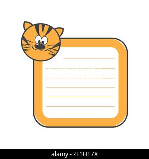 Daily planner with illustration of cute cartoon merry tiger. My day to-do list Stock Vector