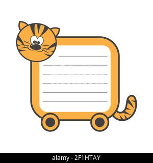 Daily planner with illustration of cute cartoon merry tiger. My day to-do list Stock Vector