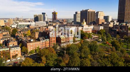 New Construction Behind The State House in Boston Common Stock Photo