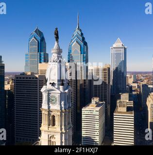 Urban Core City Center Tall Buildings Downtown Philadelphia Pennsylvania Stock Photo