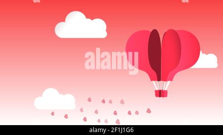 Very sweet animation that represents with a heart-shaped balloon the feeling of love and passion, id Stock Photo