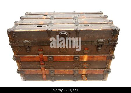 Steamer Trunk Antique Steamer Trunk Isolated White Room Text