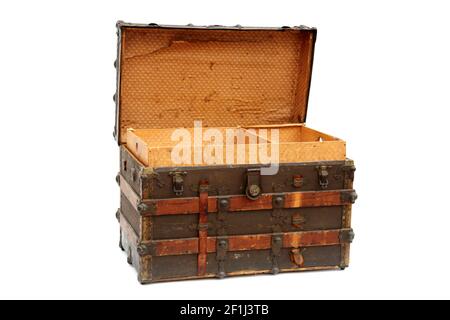 Vintage Steamer Trunk Chest Travel Luggage with Railway Express Agency  Stamp & More