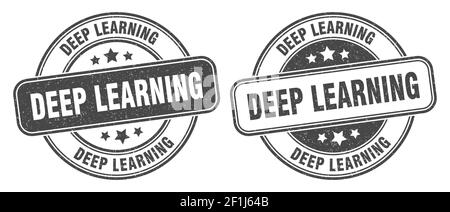 deep learning stamp. deep learning sign. round grunge label Stock Vector