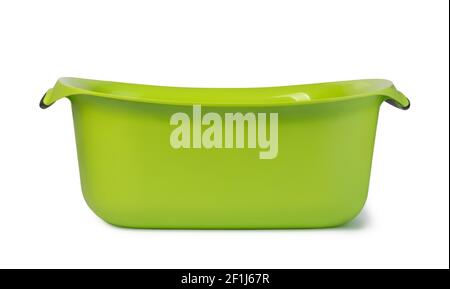 Green plastic wash bowl Stock Photo