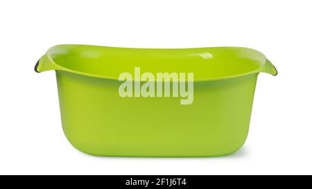 Green plastic wash bowl Stock Photo