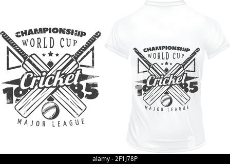 Cricket team emblem and design elements. Cricket championship logo design.  Cricket club badge. Sports symbols with cricket gear - bats, ball. Use for  web design, tee design or print on t-shirt Stock