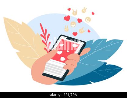 Smartphone screen with network site and likes Stock Vector