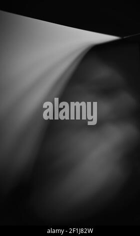 Black and white extreme close-up of temporary setup creating abstract, conceptual image Stock Photo
