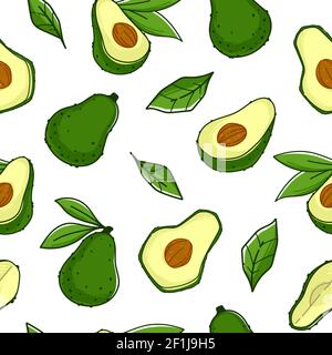 Avocado plant, organic ingredient fruit pattern Stock Vector