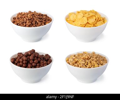 Cereal flakes on white background Stock Photo