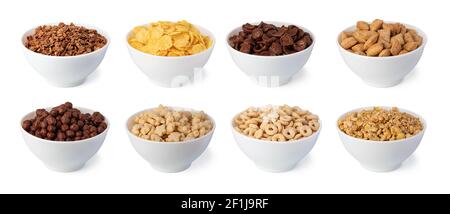 Cereal flakes on white background Stock Photo