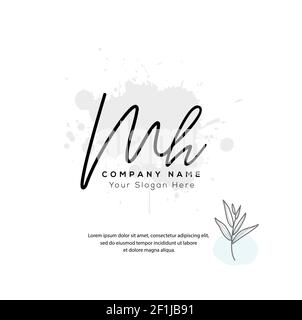 M H MH Initial letter handwriting and signature logo. Beauty vector initial logo .Fashion, boutique, floral and botanical Stock Vector