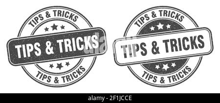 tips & tricks stamp. tips & tricks sign. round grunge label Stock Vector