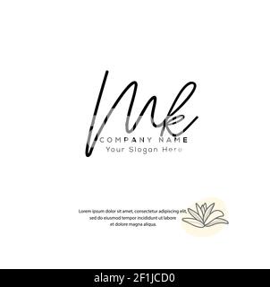 M K MK nitial letter handwriting and signature logo. Beauty vector initial logo .Fashion, boutique, floral and botanical Stock Vector