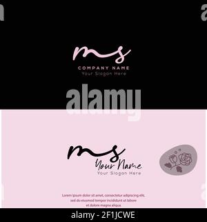 M S MS Initial letter handwriting and signature logo. Beauty vector initial logo .Fashion, boutique, floral and botanical Stock Vector