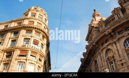 Piazza De Ferrari, the main square of Genoa, located in the heart of the city Stock Photo