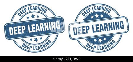 deep learning stamp. deep learning sign. round grunge label Stock Vector
