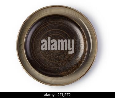Empty ceramic round plate Stock Photo