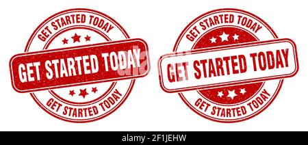 get started today stamp. get started today sign. round grunge label Stock Vector