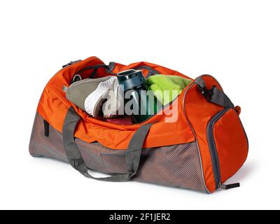 Sports bag with sports equipment Stock Photo