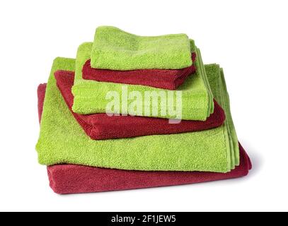 Bath towel isolated on white Stock Photo