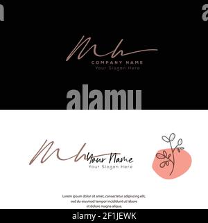 M H MH Initial letter handwriting and signature logo. Beauty vector initial logo .Fashion, boutique, floral and botanical Stock Vector