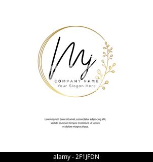 M J MJ Initial letter handwriting and signature logo. Beauty vector initial logo .Fashion, boutique, floral and botanical Stock Vector