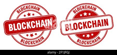 blockchain stamp. blockchain sign. round grunge label Stock Vector