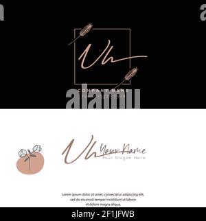 N H NH Initial letter handwriting and signature logo. Beauty vector initial logo .Fashion, boutique, floral and botanical Stock Vector