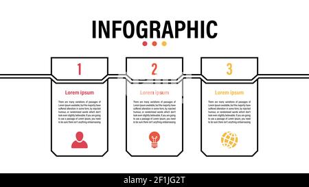 Infographic design template with business concept vector illustration with 3 steps or options or processes represent work flow or diagram Stock Vector
