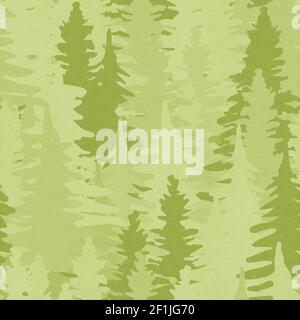 Green pine tree seamless pattern illustration, abstract forest landscape or nature background design. Stock Vector