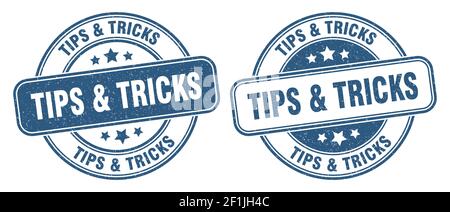 tips & tricks stamp. tips & tricks sign. round grunge label Stock Vector