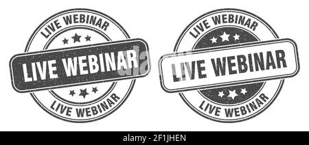 live webinar stamp. live webinar sign. round grunge label Stock Vector