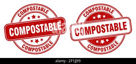 compostable stamp. compostable sign. round grunge label Stock Vector