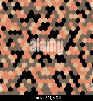 Orange Camouflage Seamless Digital Paper Background Pattern