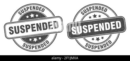suspended stamp. suspended sign. round grunge label Stock Vector