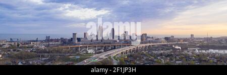 Highway Through Cleveland Ohio Cuyahoga County Seat North America Stock Photo