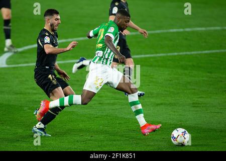 Emerson Royal of Real Betis during the Spanish championship La Liga football match between Real Betis Balompie and Deportivo Alaves on March 8, 2021 at Benito Villamarin Stadium in Sevilla, Spain - Photo Joaquin Corchero / Spain DPPI / DPPI / LiveMedia Stock Photo