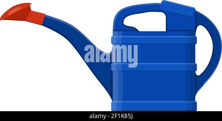 Blue plastic watering can isolated on white. Stock Vector